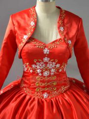 Red Sleeveless Organza Lace Up Quinceanera Dress for Sweet 16 and Quinceanera