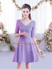 Half Sleeves Zipper Mini Length Ruching Quinceanera Court Dresses