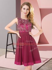Adorable Scoop Sleeveless Backless Damas Dress Purple Chiffon