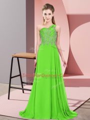 Green One Shoulder Side Zipper Beading Homecoming Dress Sleeveless
