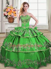 Fine Ruffled Layers Quinceanera Gown Green Lace Up Sleeveless Floor Length