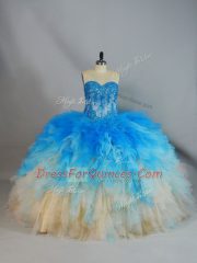 Clearance Sleeveless Lace Up Appliques and Ruffles Sweet 16 Quinceanera Dress