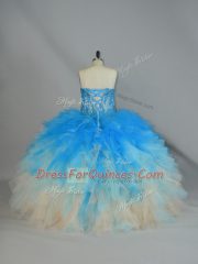 Clearance Sleeveless Lace Up Appliques and Ruffles Sweet 16 Quinceanera Dress