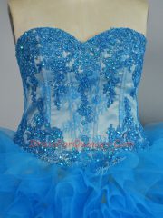 Clearance Sleeveless Lace Up Appliques and Ruffles Sweet 16 Quinceanera Dress