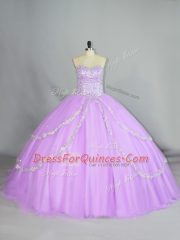 Decent Lavender Quinceanera Gown Tulle Sleeveless Appliques