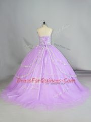 Decent Lavender Quinceanera Gown Tulle Sleeveless Appliques