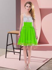 Chiffon Side Zipper Scoop Sleeveless Mini Length Dama Dress Beading