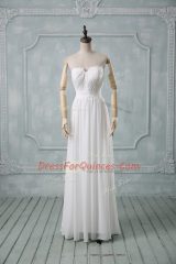 Amazing Floor Length White Homecoming Dress Off The Shoulder Sleeveless Zipper