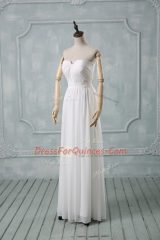 Amazing Floor Length White Homecoming Dress Off The Shoulder Sleeveless Zipper