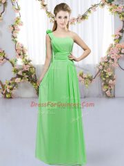 Chiffon Sleeveless Floor Length Quinceanera Dama Dress and Hand Made Flower