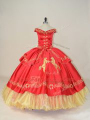 Discount Sleeveless Lace Up Floor Length Embroidery Ball Gown Prom Dress