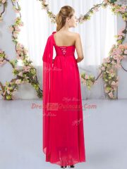 Fine Chiffon Sleeveless Floor Length Dama Dress and Beading and Hand Made Flower