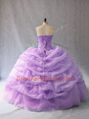Lavender Sleeveless Beading and Pick Ups Floor Length Quinceanera Gown