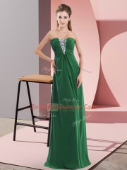 Inexpensive Floor Length Zipper Dress for Prom Green for Prom and Party with Beading