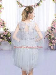 Scoop Sleeveless Tulle Dama Dress Lace and Belt Lace Up