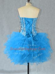Glittering Sweetheart Sleeveless Organza Evening Dress Beading and Ruffles Lace Up