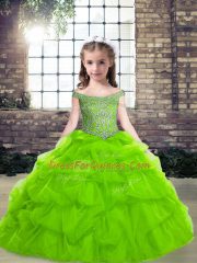 Amazing Floor Length Little Girl Pageant Gowns Off The Shoulder Sleeveless Lace Up