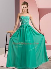 Exceptional Sleeveless Lace Up Floor Length Beading Dress for Prom