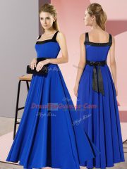 Ideal Floor Length Empire Sleeveless Royal Blue Court Dresses for Sweet 16 Zipper