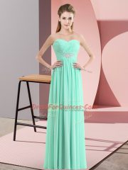 Designer Apple Green Empire Beading Prom Evening Gown Zipper Chiffon Sleeveless Floor Length