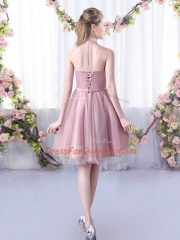 Exquisite Sleeveless Appliques and Belt Lace Up Dama Dress for Quinceanera
