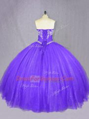 Purple Quinceanera Gown Sweet 16 and Quinceanera with Beading Sweetheart Sleeveless Lace Up