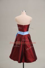 Chic A-line Party Dress for Toddlers Wine Red Strapless Taffeta Sleeveless Mini Length Zipper