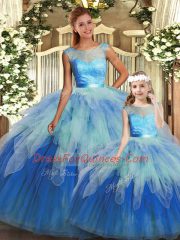 New Arrival Multi-color Sleeveless Floor Length Beading and Ruffles Backless Sweet 16 Dresses