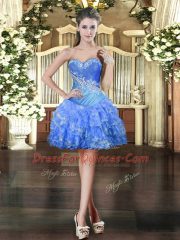 Decent Baby Blue Sweetheart Lace Up Beading and Ruffled Layers Dress for Prom Sleeveless