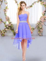 Lavender Vestidos de Damas Wedding Party with Belt Sweetheart Sleeveless Lace Up