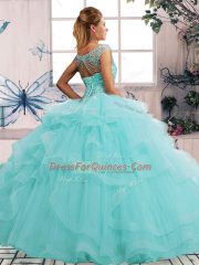 Hot Selling Floor Length Ball Gowns Sleeveless Yellow Green 15th Birthday Dress Lace Up