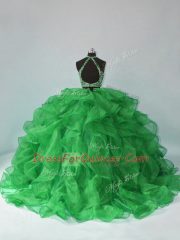 Discount Sleeveless Beading and Ruffles Backless Quince Ball Gowns
