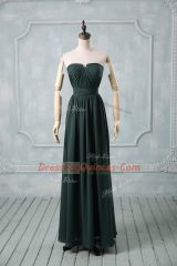 Suitable Green Strapless Neckline Ruching Prom Gown Sleeveless Zipper