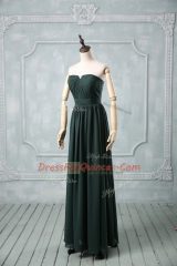 Suitable Green Strapless Neckline Ruching Prom Gown Sleeveless Zipper