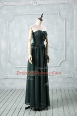 Suitable Green Strapless Neckline Ruching Prom Gown Sleeveless Zipper
