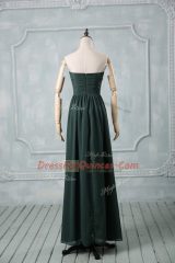 Suitable Green Strapless Neckline Ruching Prom Gown Sleeveless Zipper