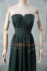 Suitable Green Strapless Neckline Ruching Prom Gown Sleeveless Zipper