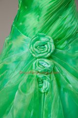 One Shoulder Sleeveless Quinceanera Dresses Floor Length Hand Made Flower Green Organza