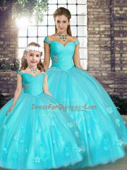 Sleeveless Beading and Appliques Lace Up Sweet 16 Quinceanera Dress