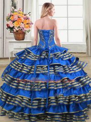 Charming Floor Length Fuchsia Sweet 16 Dress Satin and Organza Sleeveless Ruffled Layers