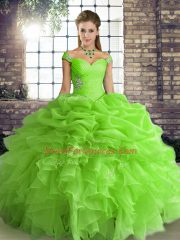 Luxury Off The Shoulder Lace Up Beading and Ruffles and Pick Ups Quinceanera Gowns Sleeveless