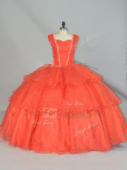 Dramatic Organza Sleeveless Floor Length 15 Quinceanera Dress and Beading and Ruffled Layers