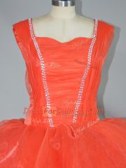 Dramatic Organza Sleeveless Floor Length 15 Quinceanera Dress and Beading and Ruffled Layers