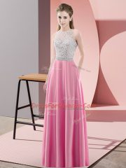 Delicate Rose Pink Sleeveless Satin Backless Prom Gown for Prom and Party