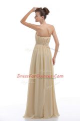 Light Yellow Sleeveless Beading and Ruching Lace Up Prom Dresses