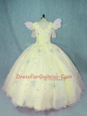 Fantastic Floor Length Zipper Quince Ball Gowns Yellow for Quinceanera with Beading