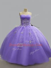 Beautiful Floor Length Ball Gowns Sleeveless Lavender Sweet 16 Quinceanera Dress Lace Up