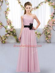 Pink Zipper Dama Dress Belt Sleeveless Floor Length