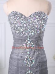 Sweetheart Sleeveless Tulle Prom Dress Beading and Ruching Zipper