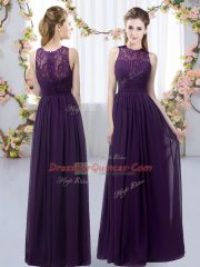 Custom Fit Lace Dama Dress Dark Purple Zipper Sleeveless Floor Length